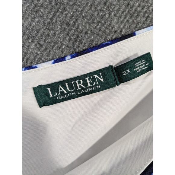 LRL Ralph Lauren Dress Womens 3X Navy White Tiered Prep Designer Career Office - Picture 2 of 14